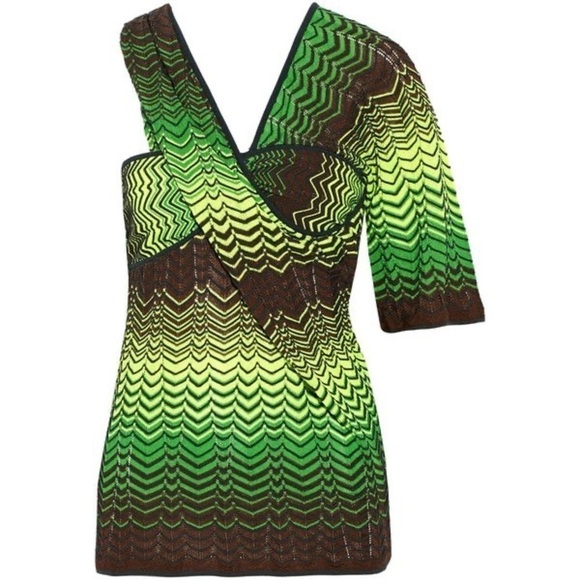 Missoni One Shoulder Knit Top Green Sz 6 - Picture 1 of 9